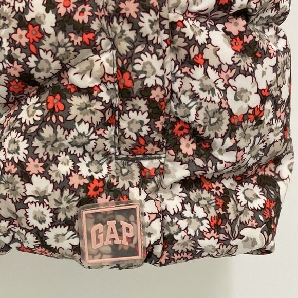 By GAP Kids White Brown Floral Hooded Puffer Vest Small - Picture 5 of 9